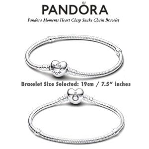 PANDORA Moments Heart Clasp Snake Chain Bracelet(19cm/7.5”|fits wrist size 6.7”)